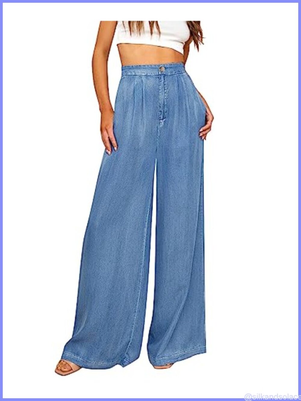 Wide Leg High Waisted Palazzo Pants Tencel Beach Trousers